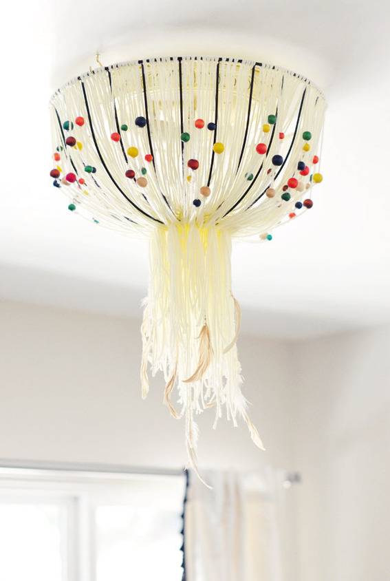 Yarn and bead light fixture - Love Maegan
