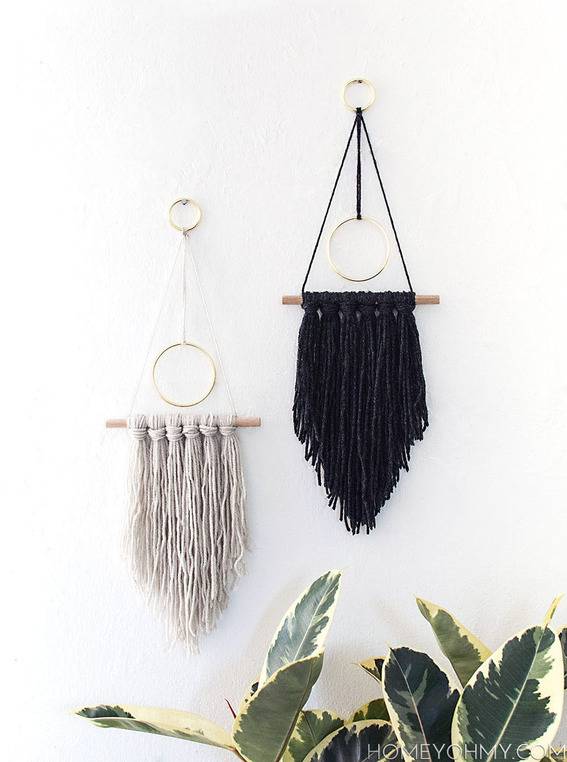 Modern yarn wall hanging - Homey Oh My