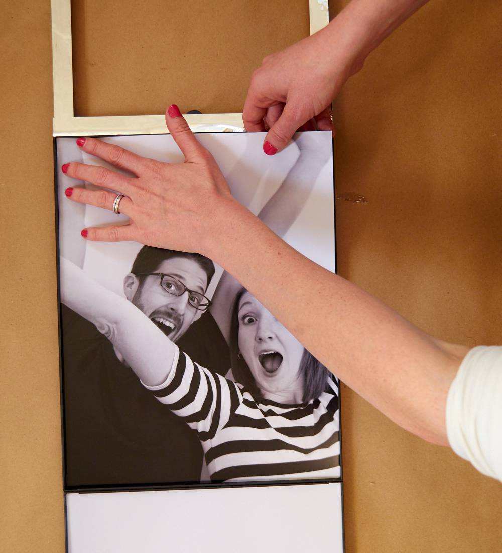 DIY black and white photobooth strip.