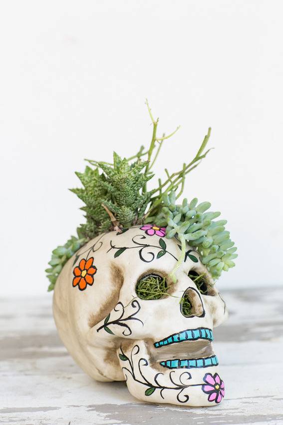 Succulent sugar skull planter - Sugar and Charm