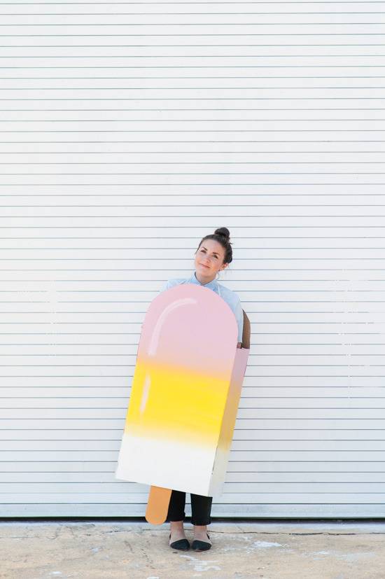 A person is dressed like a popsicle.
