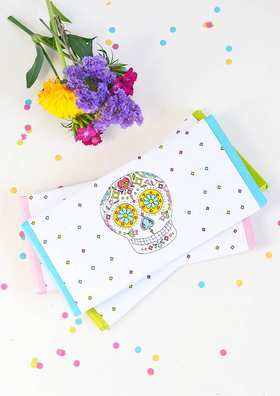 Sugar skull chocolate bar wrappers