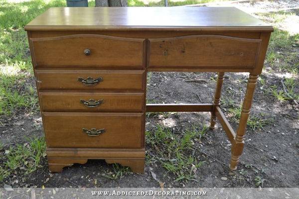 A madeover wooden desk.