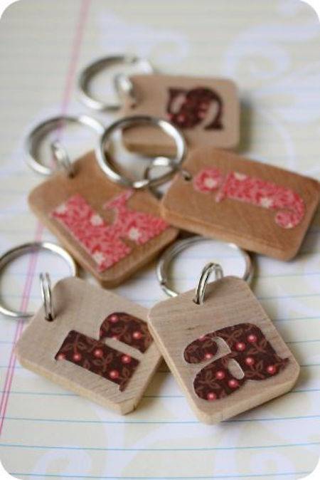 Wooden keychains for stocking stuffers.