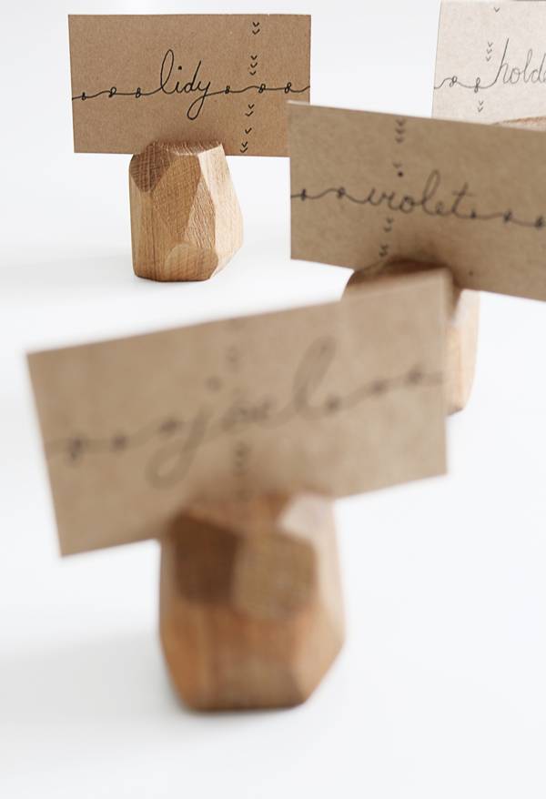 Faceted Wood Place Card Holders | Hello Lidy for Curbly