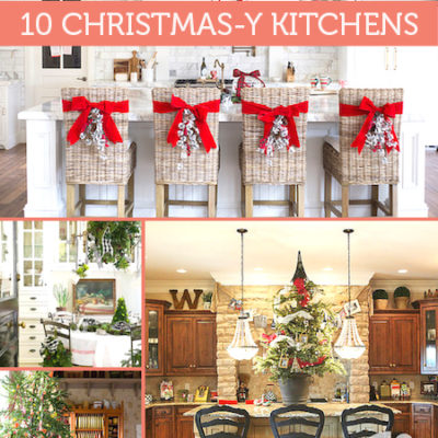 A picture of Christmas items with the title, “10 Christmas kitchens.”