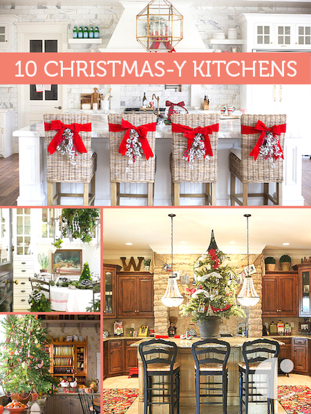 A picture of Christmas items with the title, “10 Christmas kitchens.”