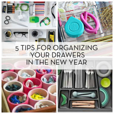 Organizing drawers with items.