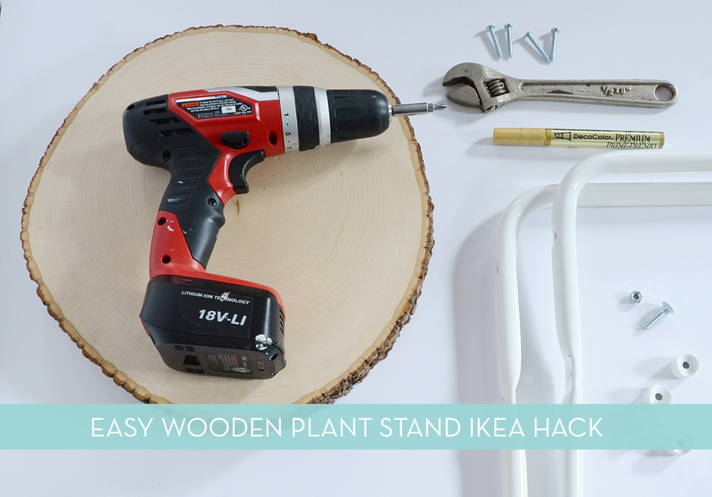 IKEA HACK: Simple Wood Slab Plant Stand