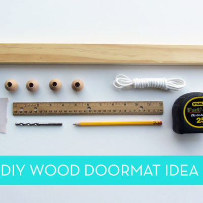 Tools and materials for a DIY wood doormat.