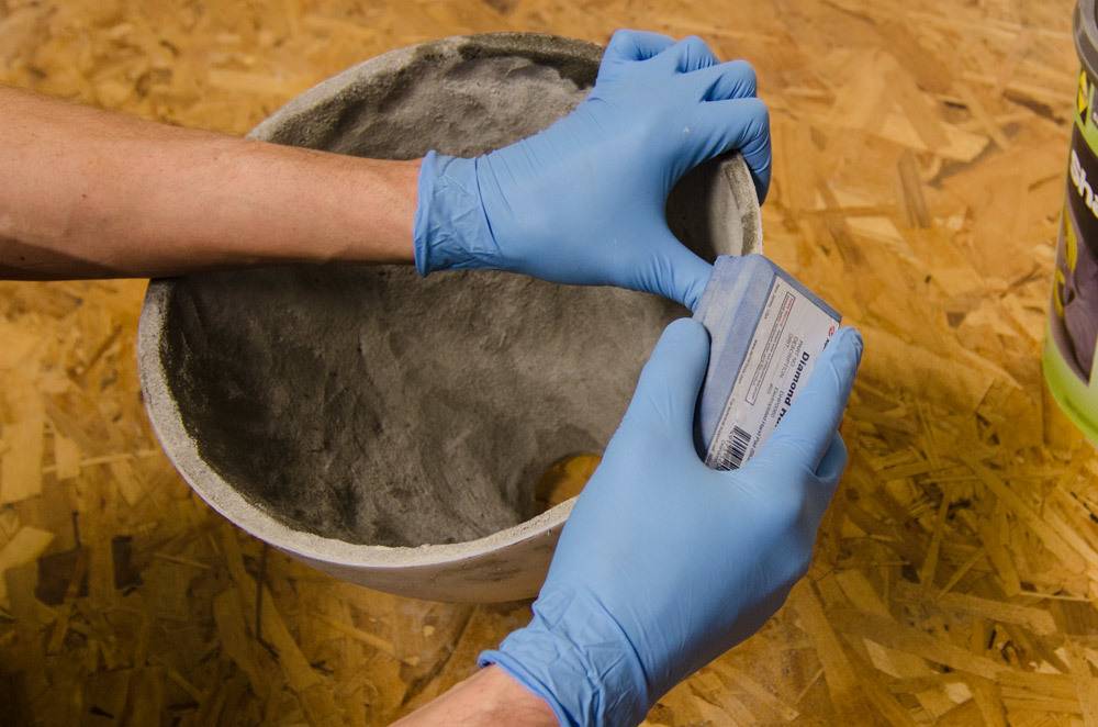 Sanding the cement
