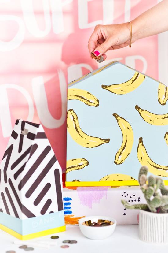 a party cardboards with bananas pictures
