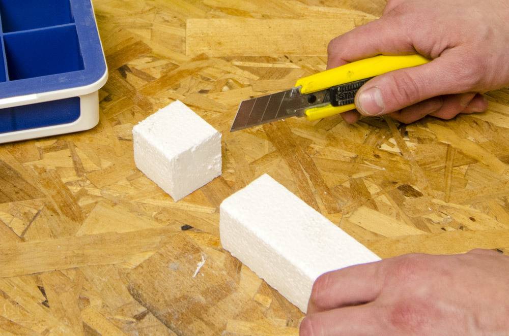 Cut the styrofoam into cubes