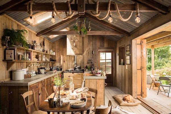 Cornish countryside cabin interior