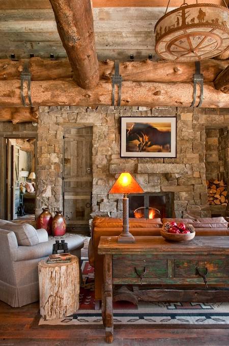 Rustic cabin in Montana's Yellowstone Club Interior