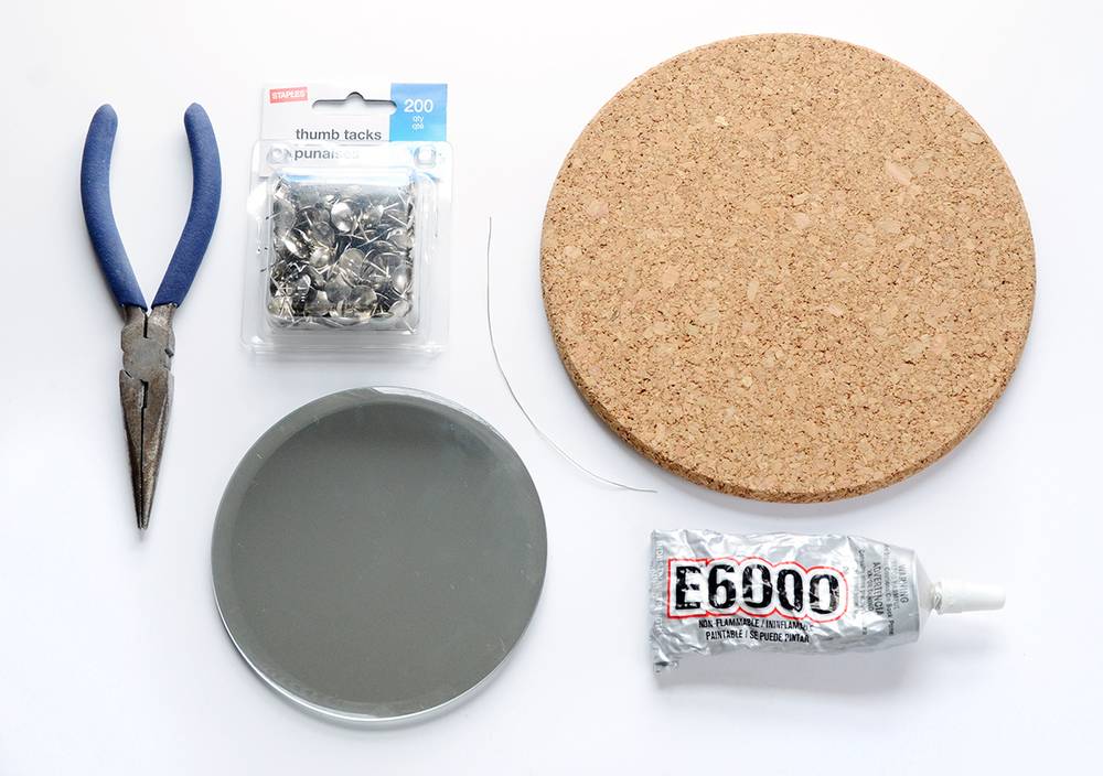materials for IKEA thumbtack mirror DIY