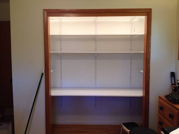 Maven's craft cubby with shelving