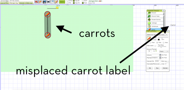 Carrots and misplaced carrot label are on a page.