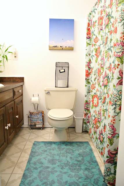 Bold Shower Curtain for Rental Bathroom Decor