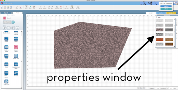Different properties are being shown on a computer program.