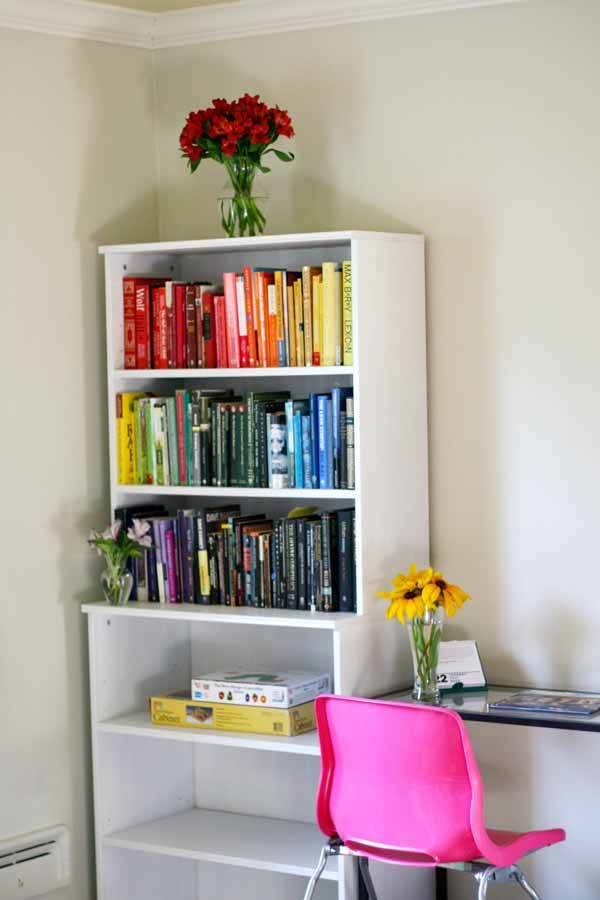 Bookshelves And Libraries Arranged By Color 
