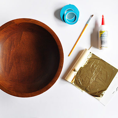 supplies for wood bowl goldleaf makeover