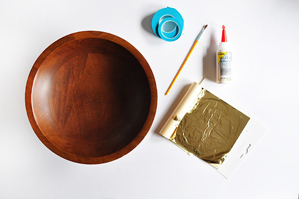 supplies for wood bowl goldleaf makeover