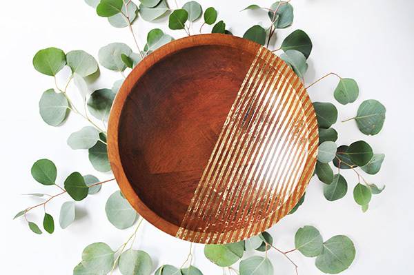 gold leaf wood bowl complete