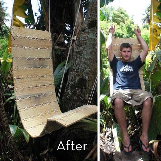 hanging wood pallet swing chair
