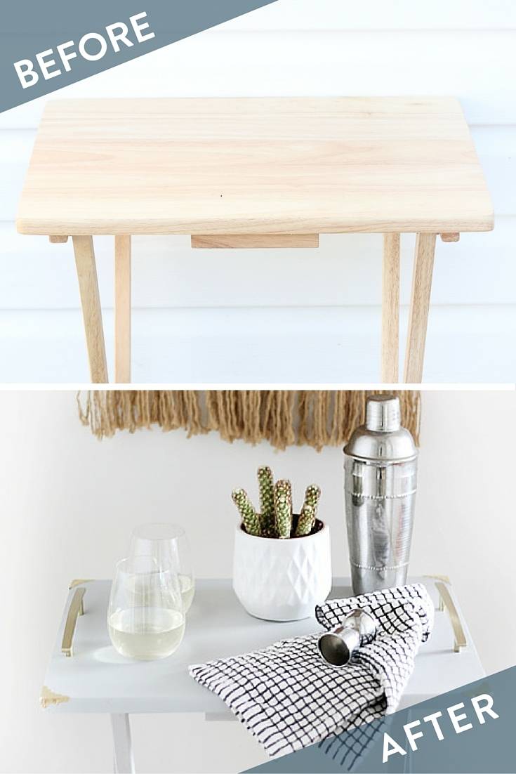 Turn a TV Tray into a Simple Bar Cart