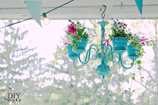 chandelier turned hanging planter