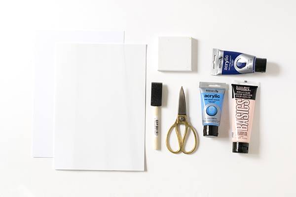 Materials needed for stamped wall art project