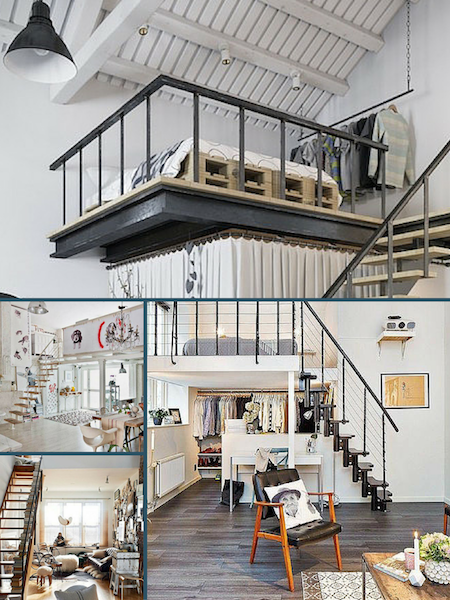 lofted bedroom spaces pinterest collage