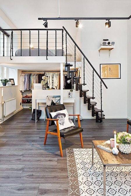 loft with unique stairs