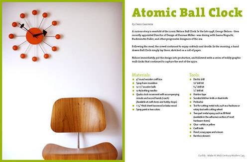 Chair near the wall with atomic ball clock."