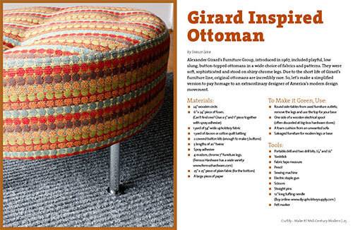 Round shaped and colorful ottoman.