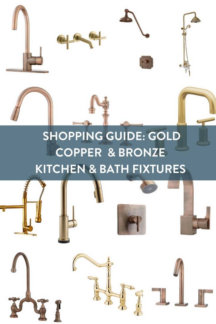 A shopping guide shows gold, copper and bronze plumbing fixtures.