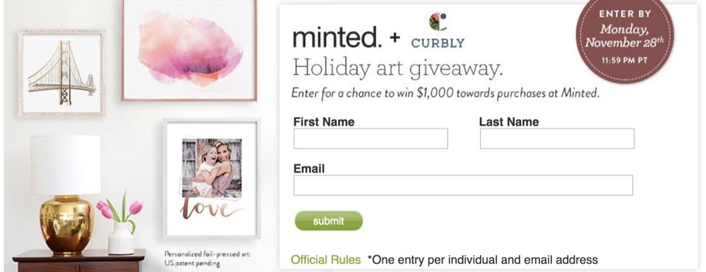 Enter to win the $1000 Minted giveaway