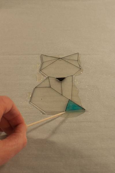 step 9 for faux fused glass geometric fox 