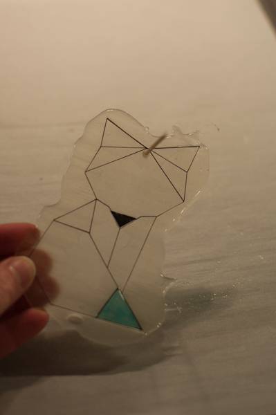 step 11 for faux fused glass geometric fox 