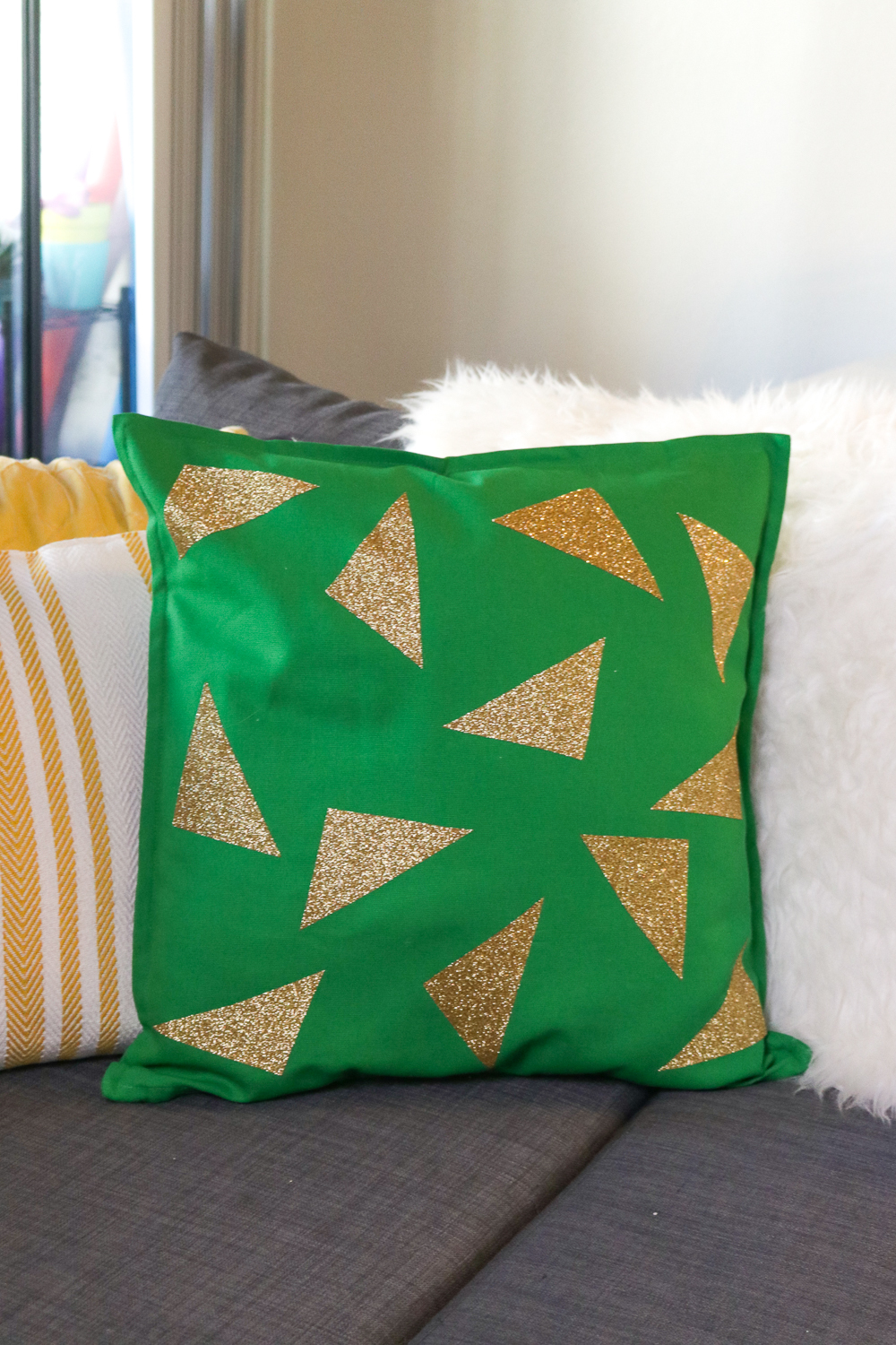 Geometric Gold Glitter Pillow