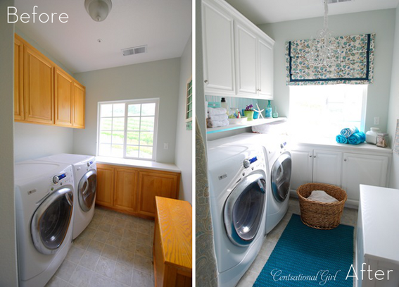 painted cabinets in laundry room