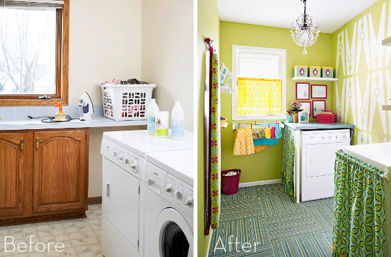 super colorful laundry room makeover inspiration