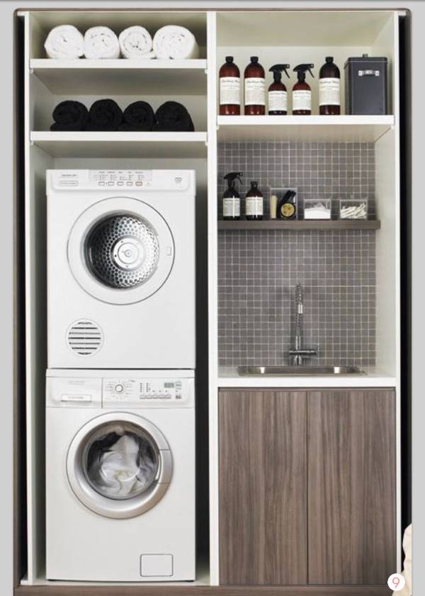 tiny efficient laundry room