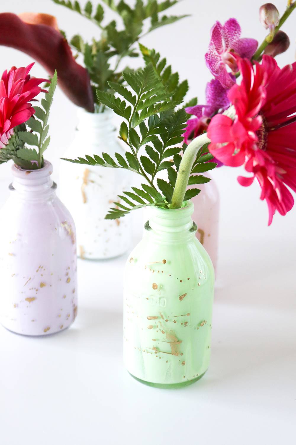DIY Pastel Gold Leaf Bud Vases