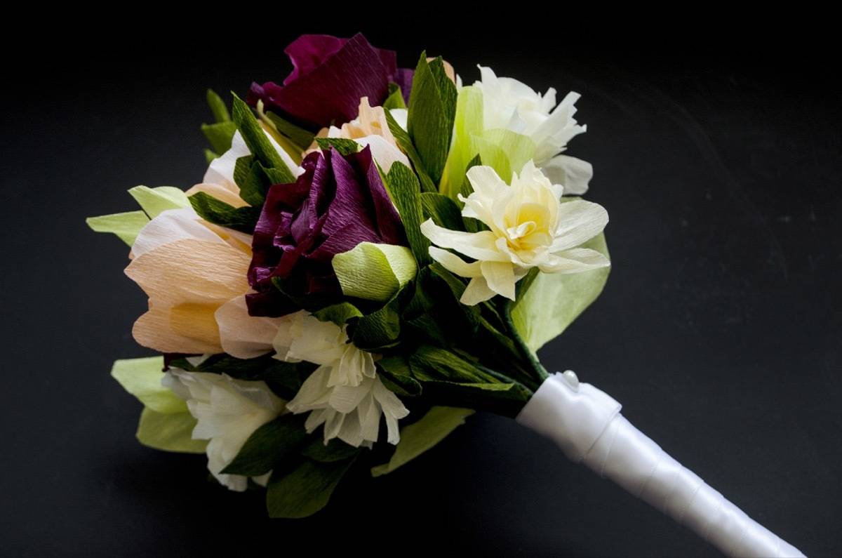 DIY crepe paper bridal bouquet