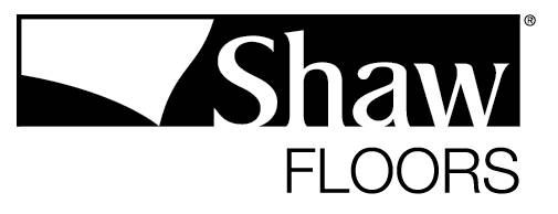 A black and white logo containing the words "Shaw Floors."