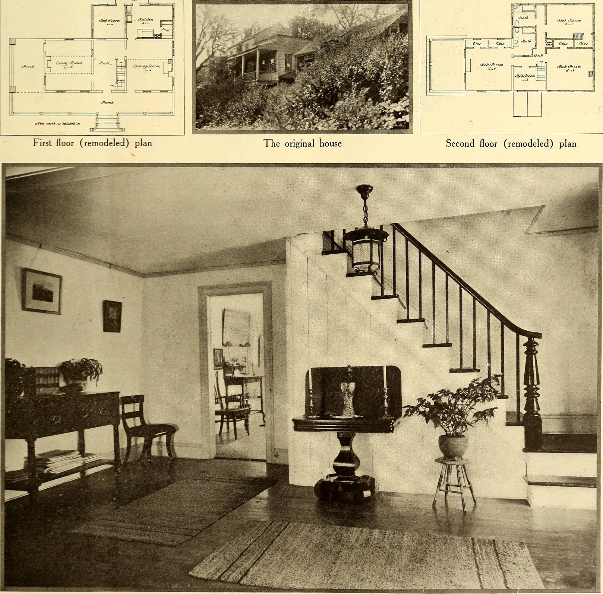 Floor plan of a house and the interior and exterior image of the house