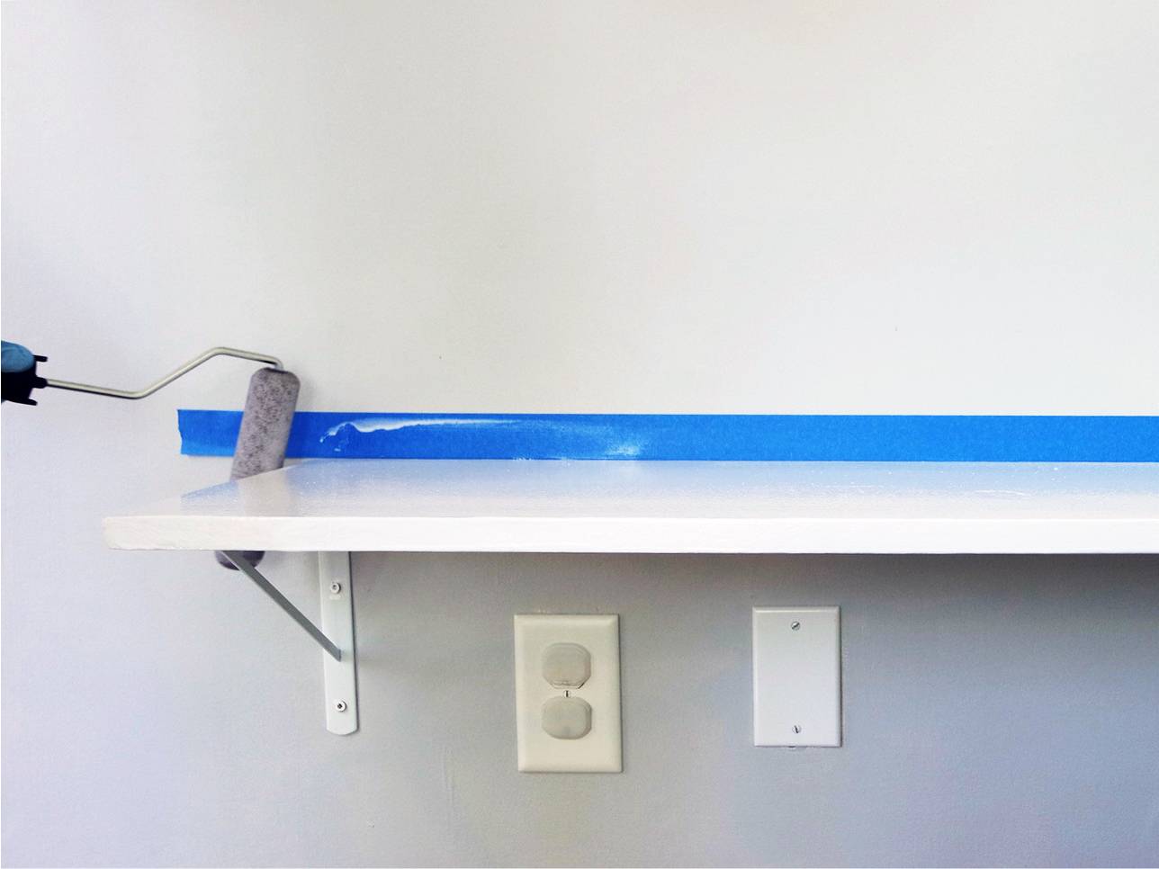 Painting a dry-eraser-friendly desk.