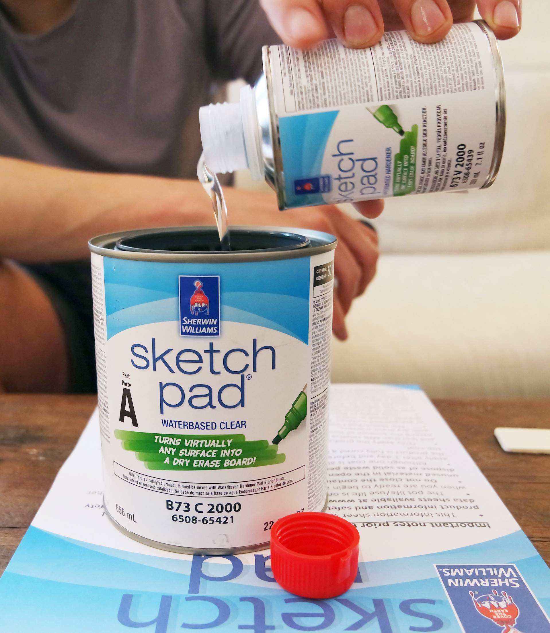 Mixing up our Sketch Pad paint from Sherwin-Williams.